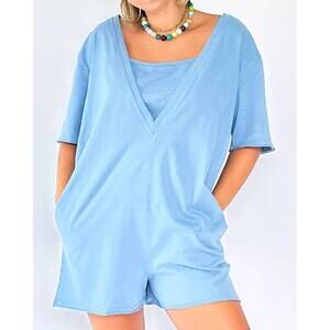 NEW WISHLIST lounging around romper in blue